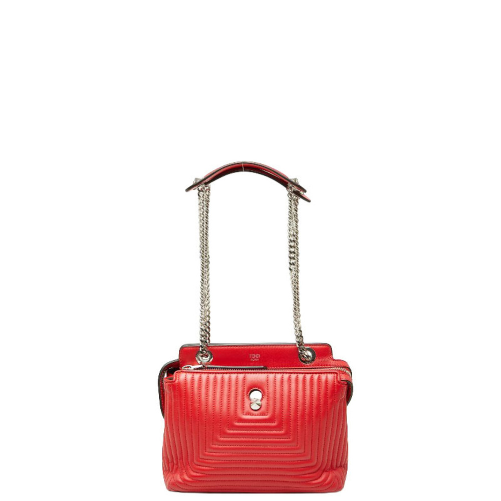 FENDI Red Leather Shoulder Bag